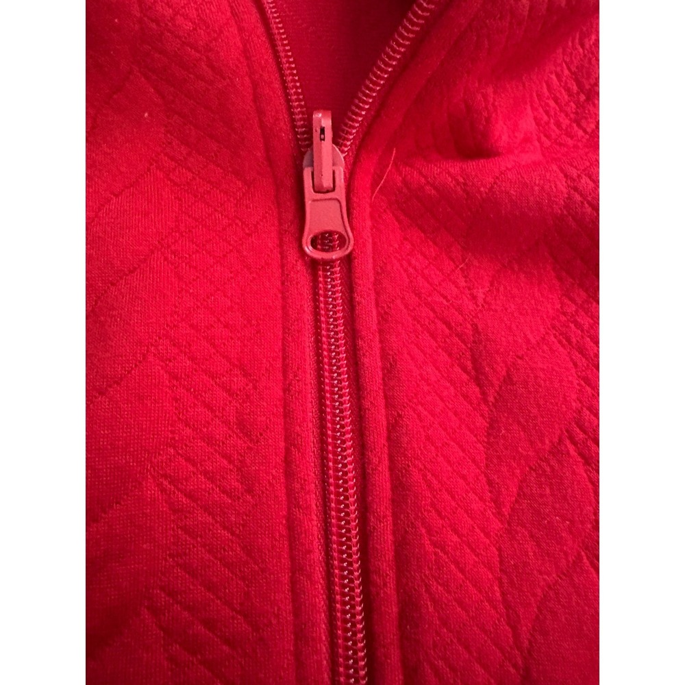 NWT Emily Daniels Red Cable Knit Sweater Vest Full Zip Mock Neck Women's Large - Picture 6 of 7